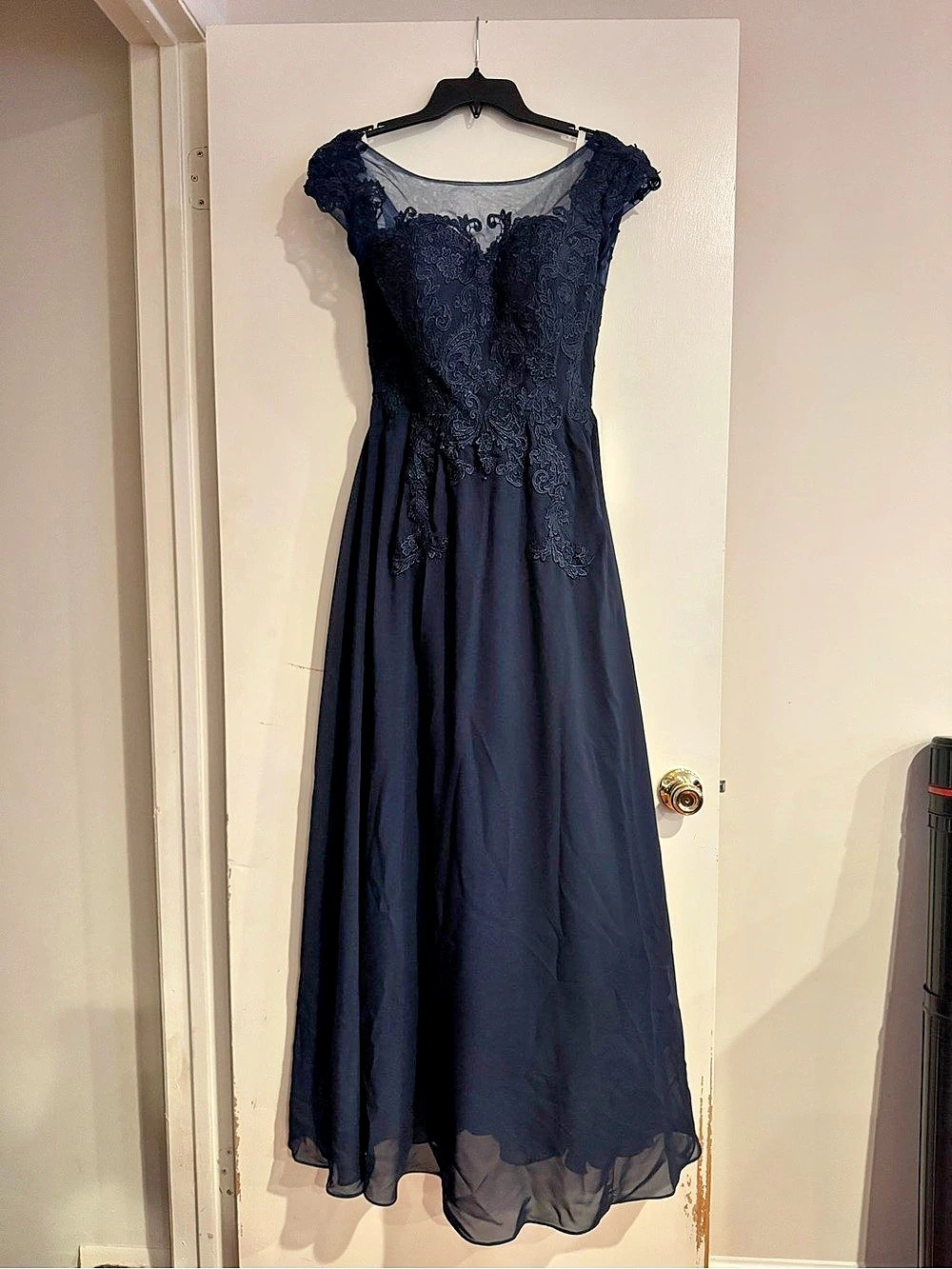 Navy Lace Bodice Maxi Dress (size 8)